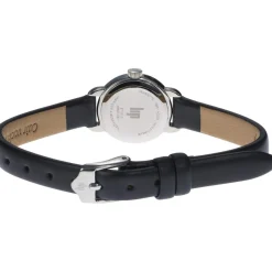 Montre LIP femme analogique, bracelet cuir noir