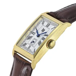 Montre LIP femme analogique, bracelet cuir marron