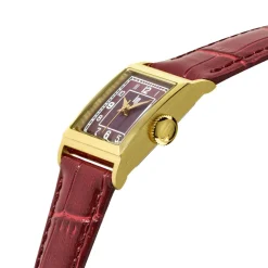 Montre LIP femme analogique, bracelet cuir bordeaux