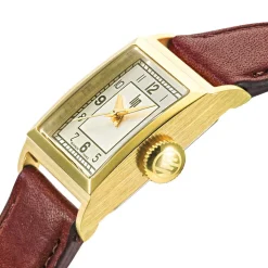 Montre LIP femme analogique, bracelet cuir marron