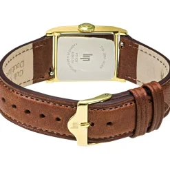 Montre LIP femme analogique, bracelet cuir marron
