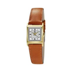Montre LIP femme analogique, bracelet cuir marron