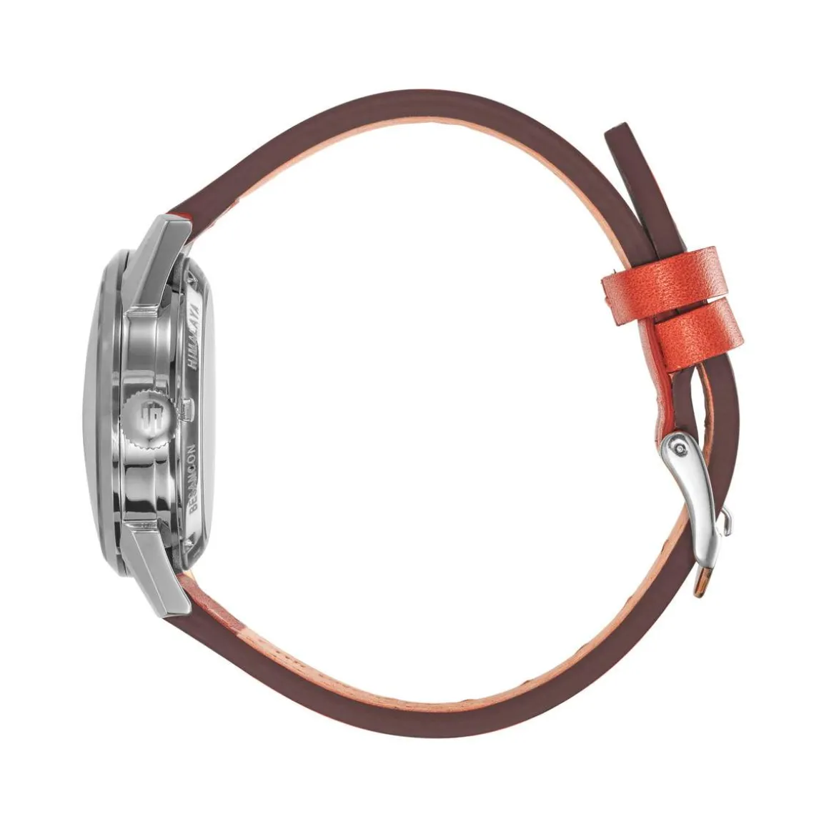 Montre Lip femme automatique acier bracelet cuir orange