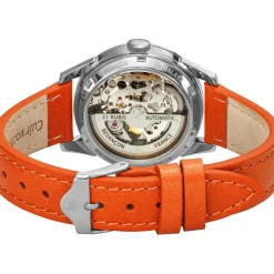 Montre Lip femme automatique acier bracelet cuir orange