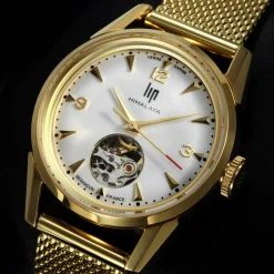 Montre LIP femme automatique, bracelet métal doré