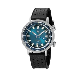 Montre LIP Grande Nautic-Océan homme automatique cadran bleu, bracelet caoutchouc noir, boitier acier inoxydable