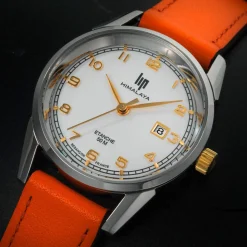 Montre LIP Himalayafemme acier bracelet cuir orange