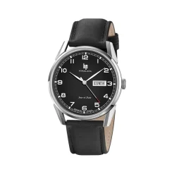 Montre LIP homme analogique, bracelet cuir noir