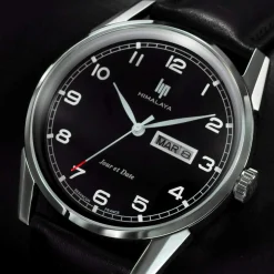 Montre LIP homme analogique, bracelet cuir noir