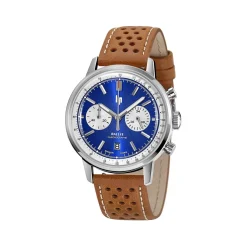 Montre LIP homme analogique, bracelet cuir marron
