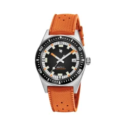 Montre LIP homme automatique, bracelet caoutchouc orange