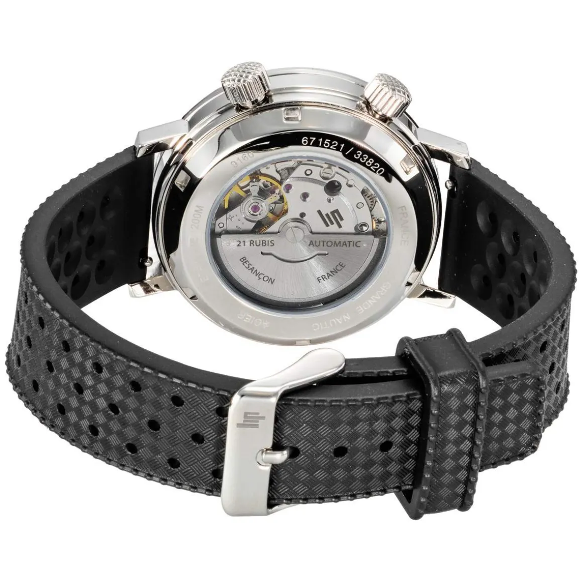 Montre Lip homme automatique acier caoutchouc noir