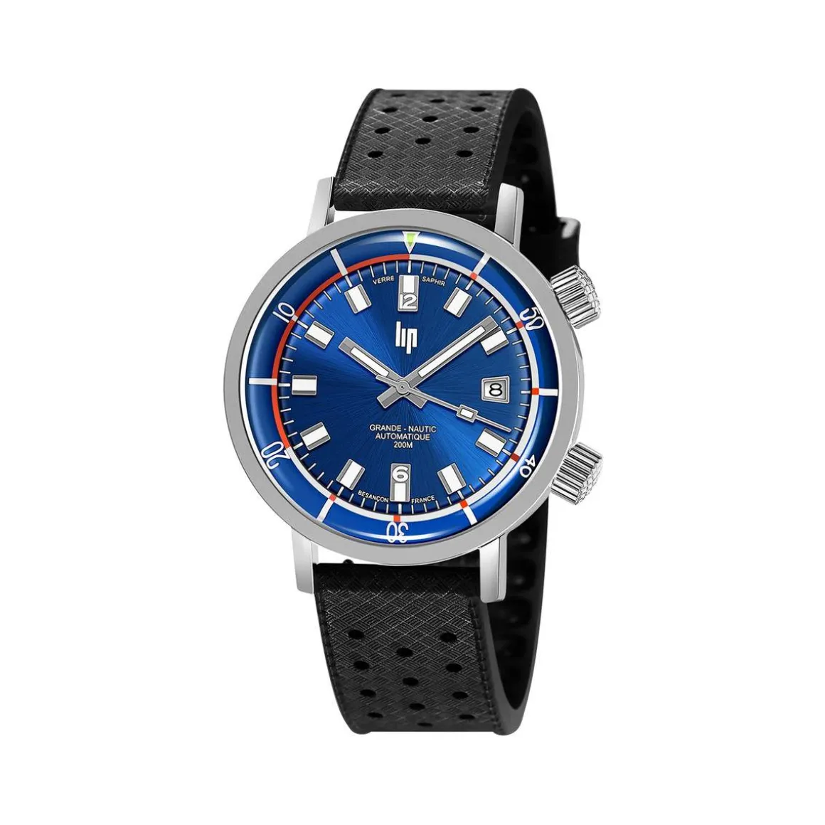 Montre Lip homme automatique acier caoutchouc noir