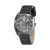 Montre Lip homme automatique acier bracelet cuir noir