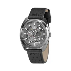 Montre Lip homme automatique acier bracelet cuir noir