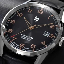 Montre LIP MANUFACTURE annapurna mixte automatique, bracelet cuir noir
