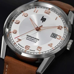 Montre LIP MANUFACTURE annapurna mixte automatique, bracelet cuir camel