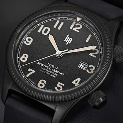 Montre LIP MANUFACTURE type 14 homme automatique, bracelet cuir noir