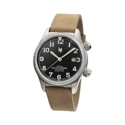 Montre LIP MANUFACTURE type 14 homme automatique, bracelet cuir beige