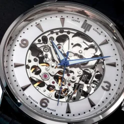 Montre Lip mixte acier cuir bleu