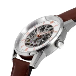 Montre Lip mixte squelette automatique acier cuir