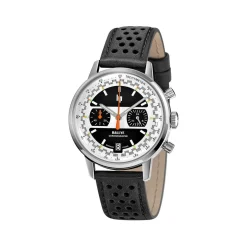 Montre LIP Rallye Chrono homme acier bracelet cuir noir