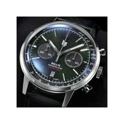 Montre Lip Rallye homme automatique acier bracelet cuir noir