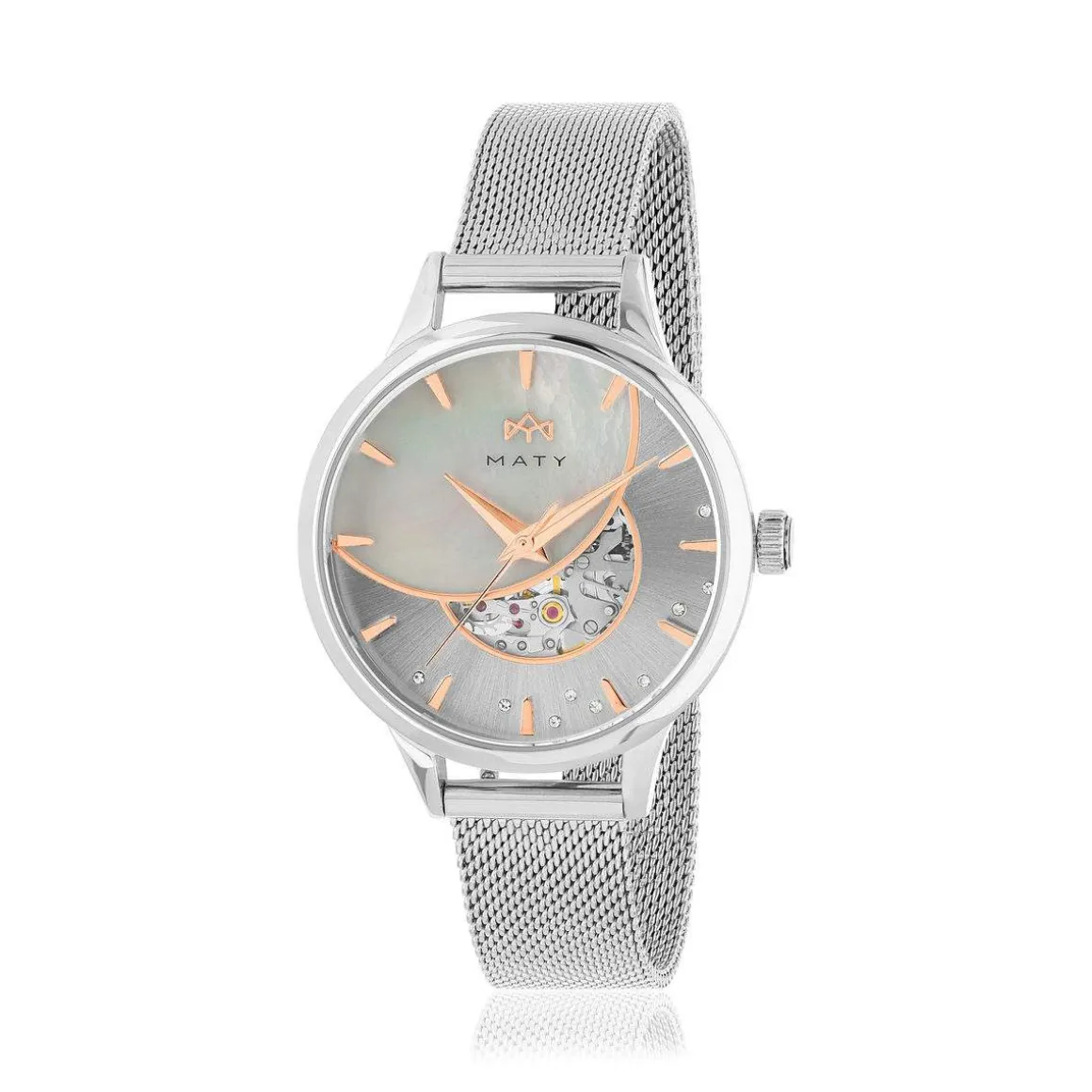 Montre MATY femme automatique, bracelet acier inoxydable