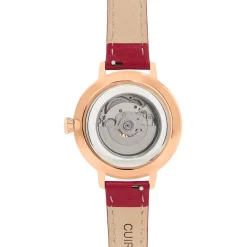 Montre MATY femme automatique, bracelet cuir rouge