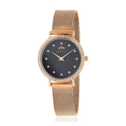 Montre MATY femme, bracelet acier inoxydable doré rose