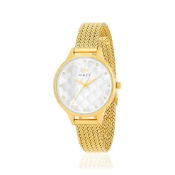 Montre MATY femme, bracelet acier inoxydable doré