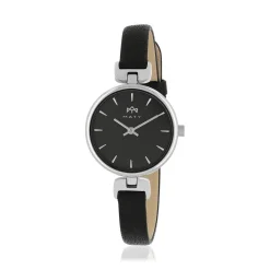 Montre MATY femme bracelet cuir noir