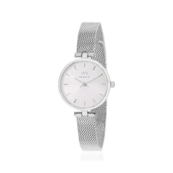 Montre MATY femme, bracelet maille milanaise acier inoxydable argent