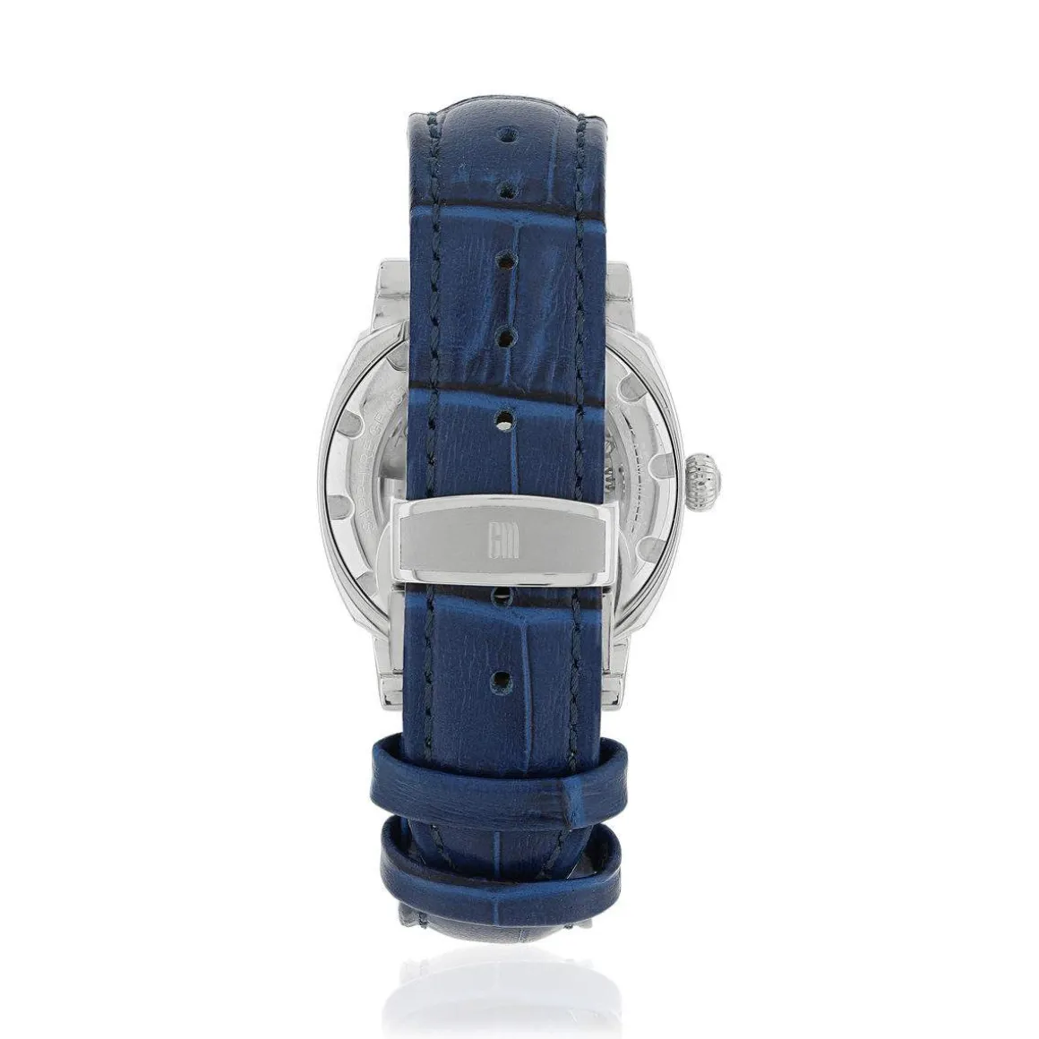Montre MATY GM automatique cadran bleu bracelet cuir bleu