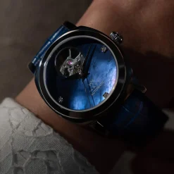 Montre MATY GM automatique cadran bleu bracelet cuir bleu