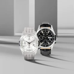 Montre MATY GM automatique chronographe cadran noir bracelet cuir noir