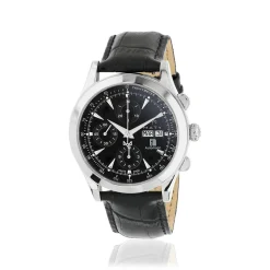 Montre MATY GM automatique chronographe cadran noir bracelet cuir noir