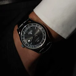 Montre MATY GM cadran noir bracelet cuir noir