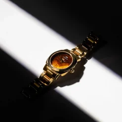 Montre MATY GM cadran Pierre Oeil de tigre bracelet acier doré