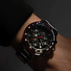 Montre MATY GM chronographe cadran noir bracelet acier