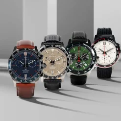 Montre MATY GM chronographe cadran vert bracelet cuir vert