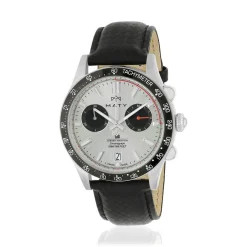 Montre MATY GM chronographe cadran blanc bracelet cuir noir