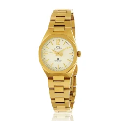 Montre MATY GM femme bracelet acier inoxydable doré jaune