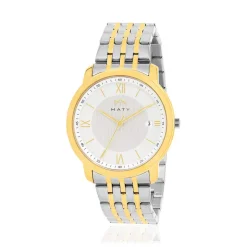 Montre MATY homme, bracelet acier inoxydable bicolore