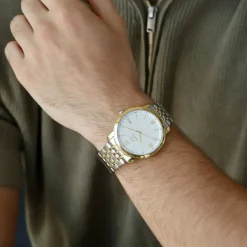 Montre MATY homme, bracelet acier inoxydable bicolore