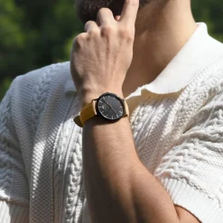 Montre MATY homme, bracelet cuir marron