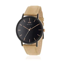 Montre MATY homme, bracelet cuir marron