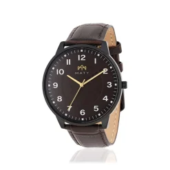 Montre MATY homme, bracelet cuir marron chocolat