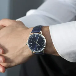 Montre MATY homme bracelet cuir bleu