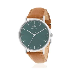 Montre MATY homme, bracelet cuir marron